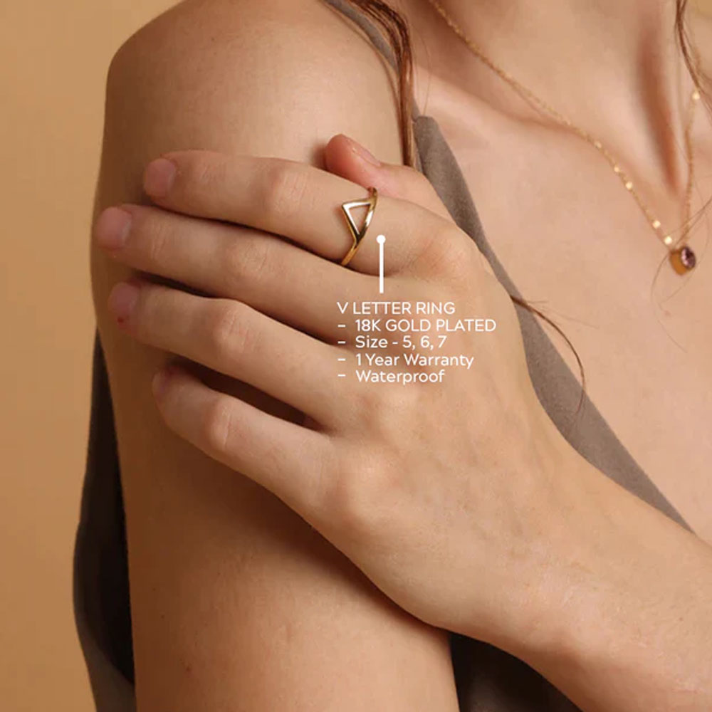 V Letter Ring