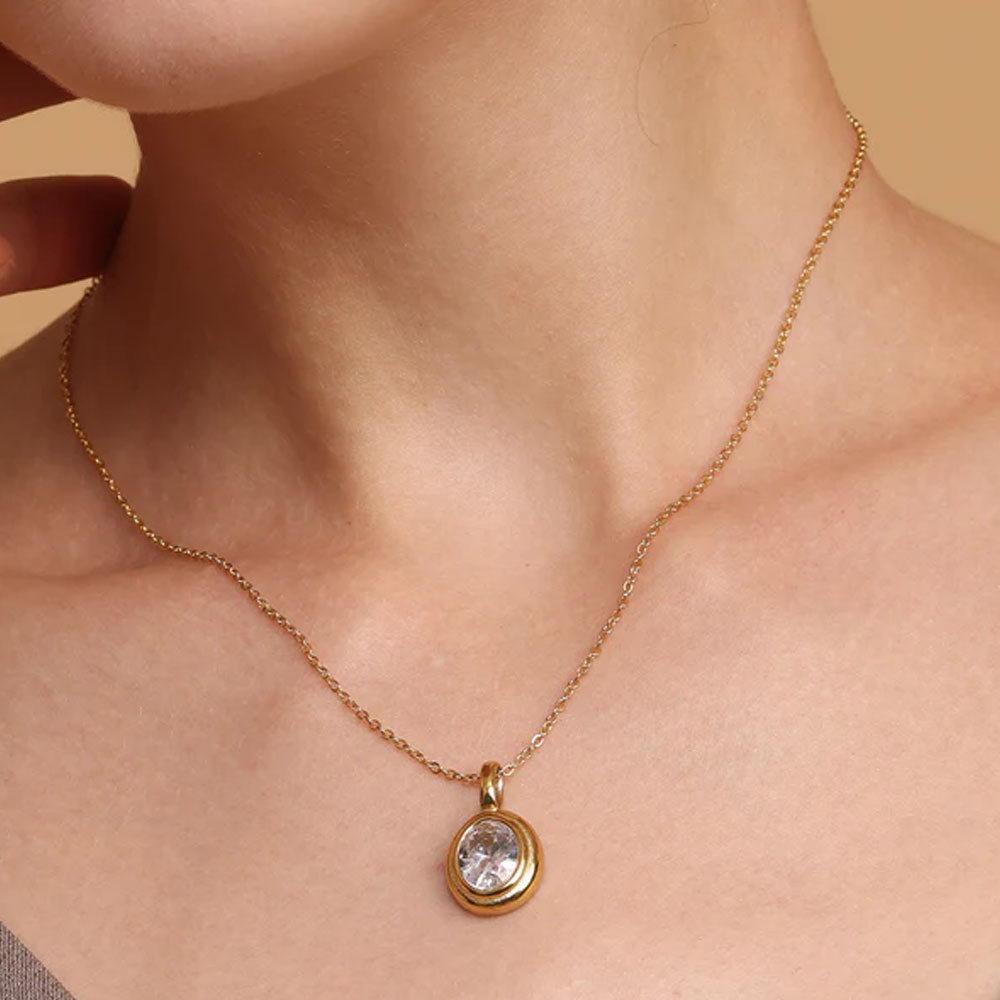 White Emerald Oval Pendant
