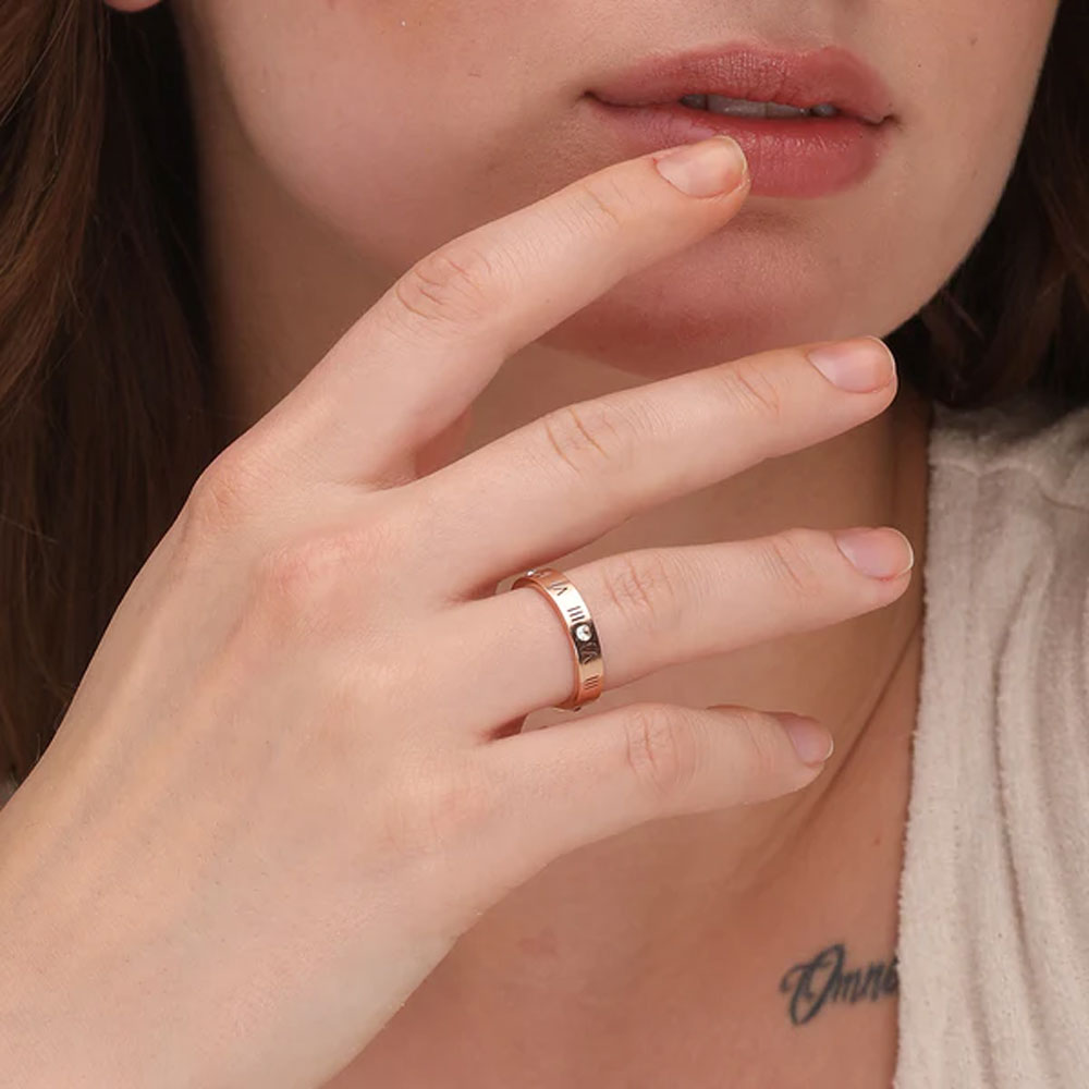 Roman Numerals Ring- 18k Rose Gold Plated