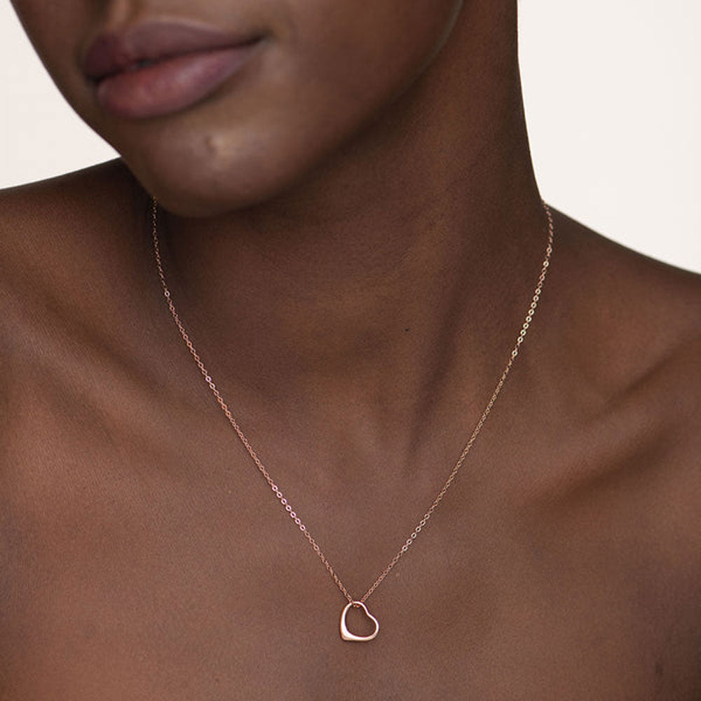 Thin Heart Necklce- 18k Rose Gold Vermeil