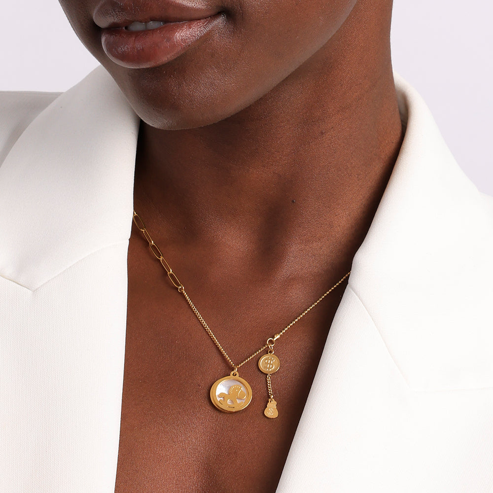 Unicorn White Pearl Enamel Necklace
