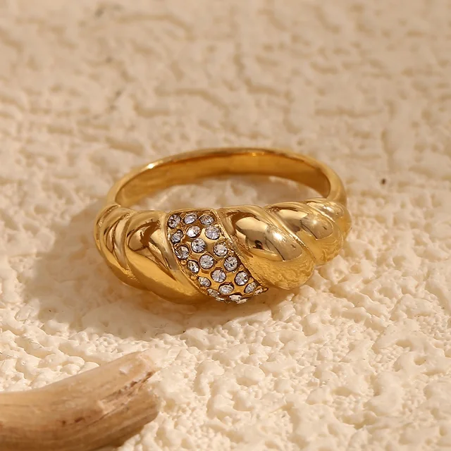 Zirconia Croissant Gold Ring
