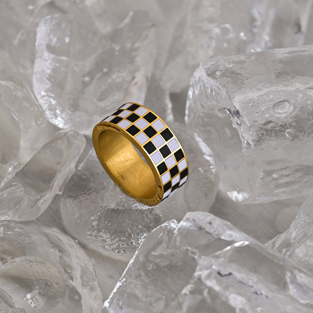 Tri-Colour Checkered Ring