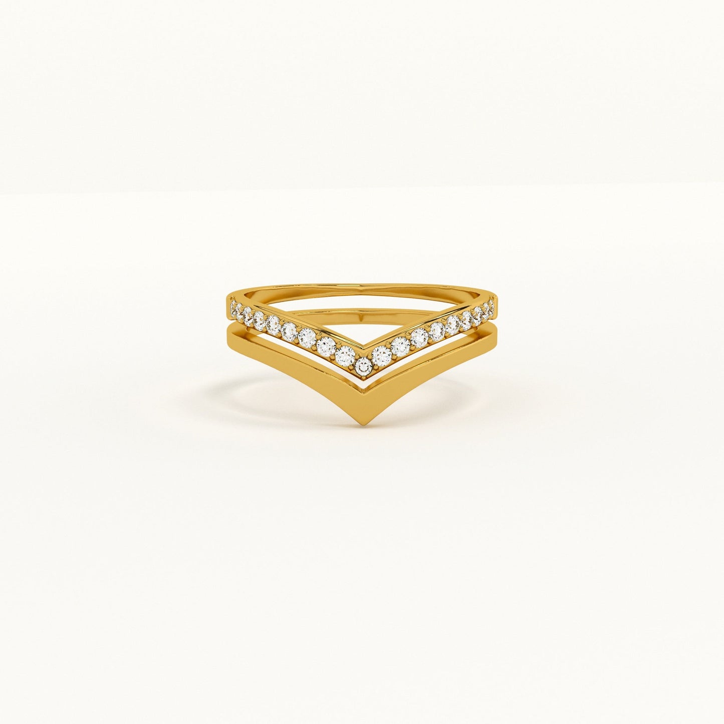 Stack Chevron Lab Grown Diamond + Gold Vermeil Ring