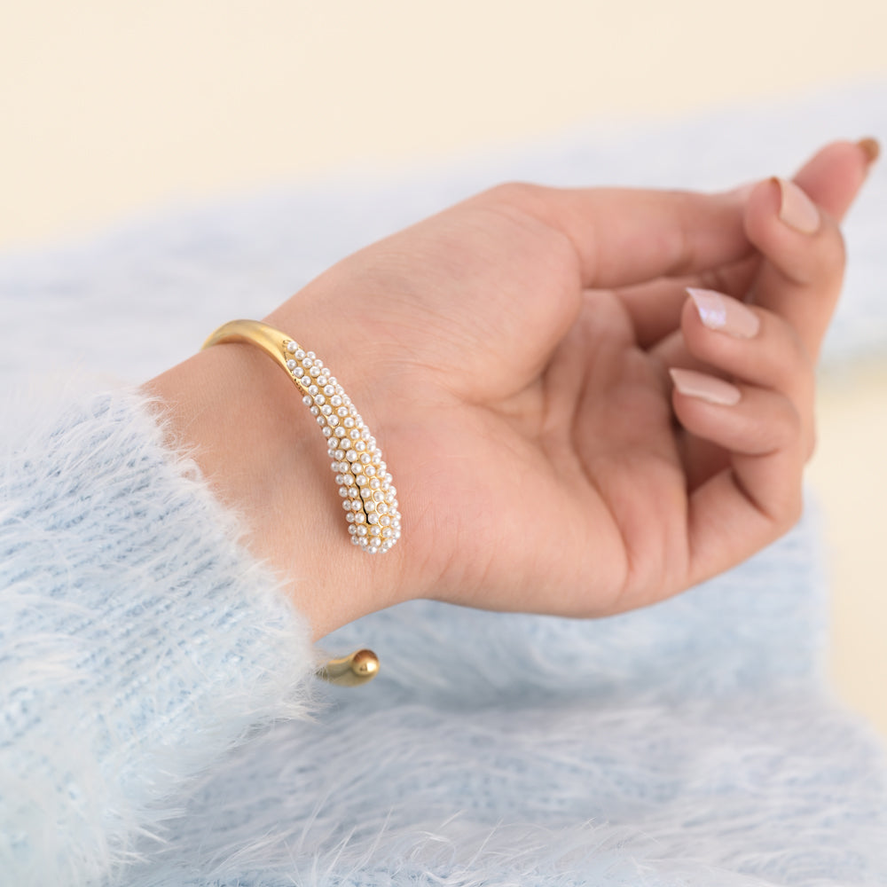Pearl Cascade Cuff Bracelet