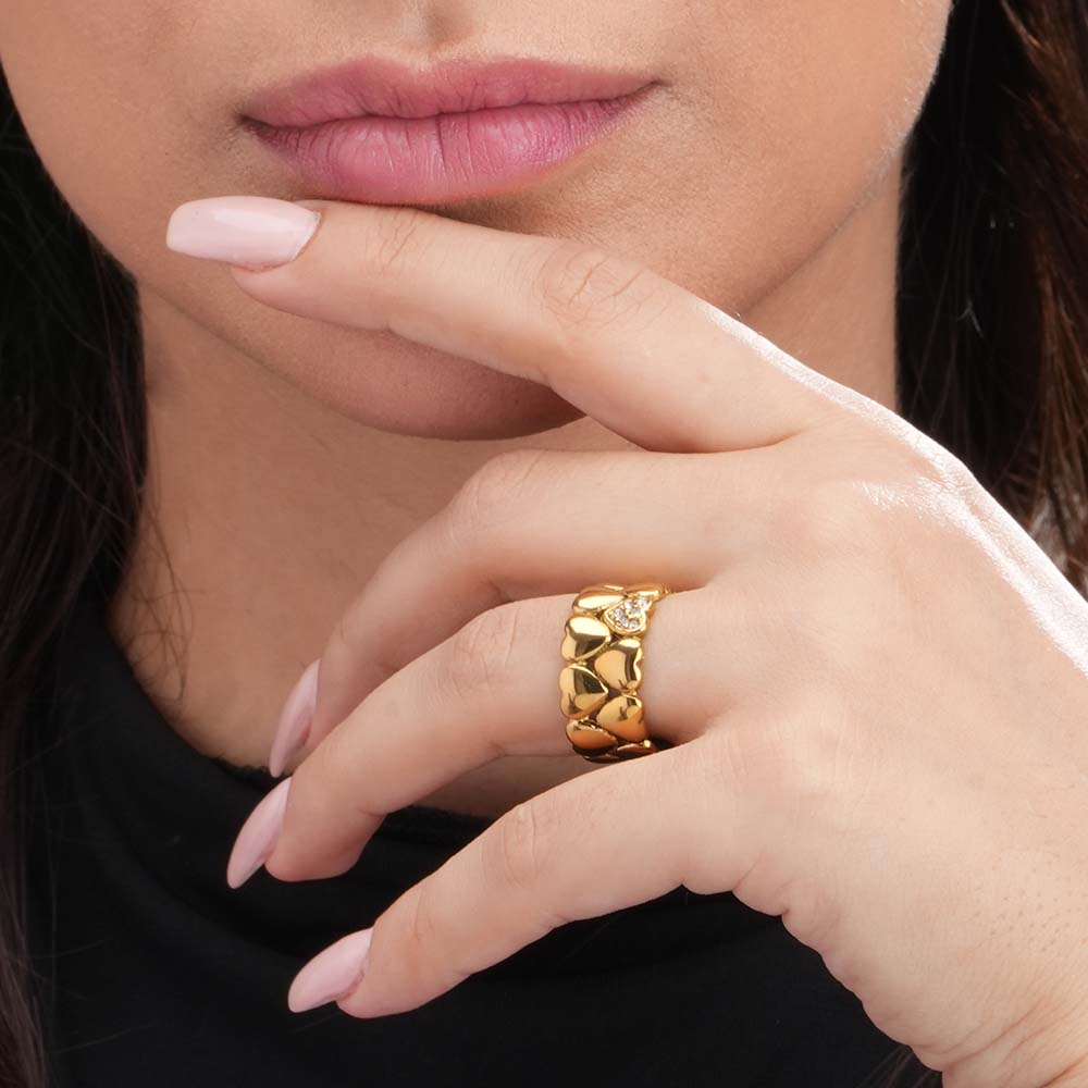 Gold Hearts Band Ring