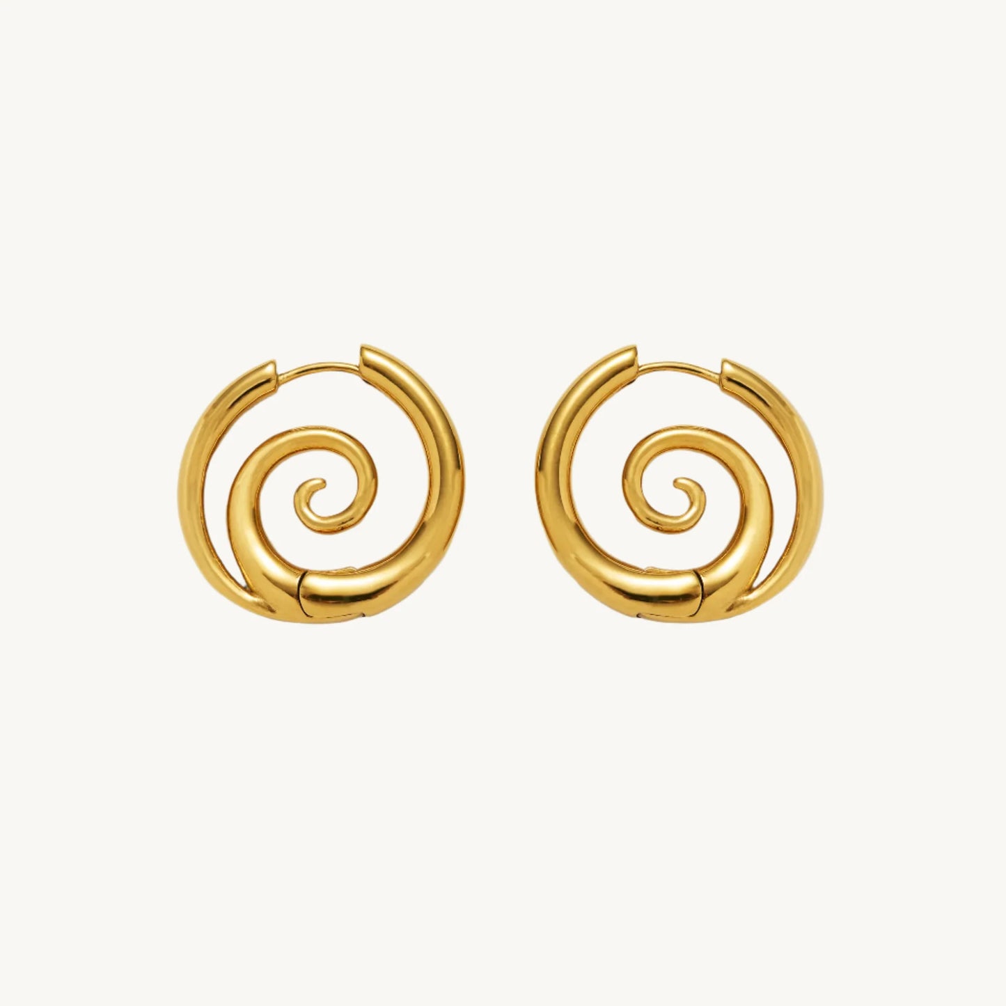 Spiral Serenity Gold Hoops Earrings