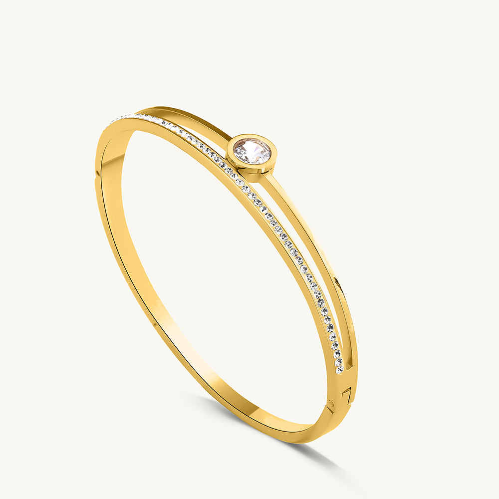 Women's Exquisite 18K Gold-Plated Bracelet with Stones