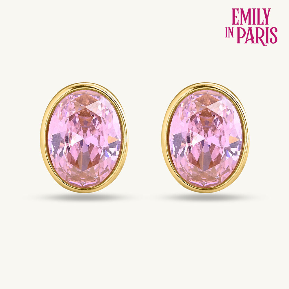 Statement Pink Gemstone Stud Earrings