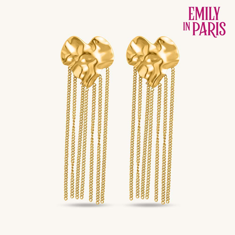 Modern Drop Earrings with Gold Chains