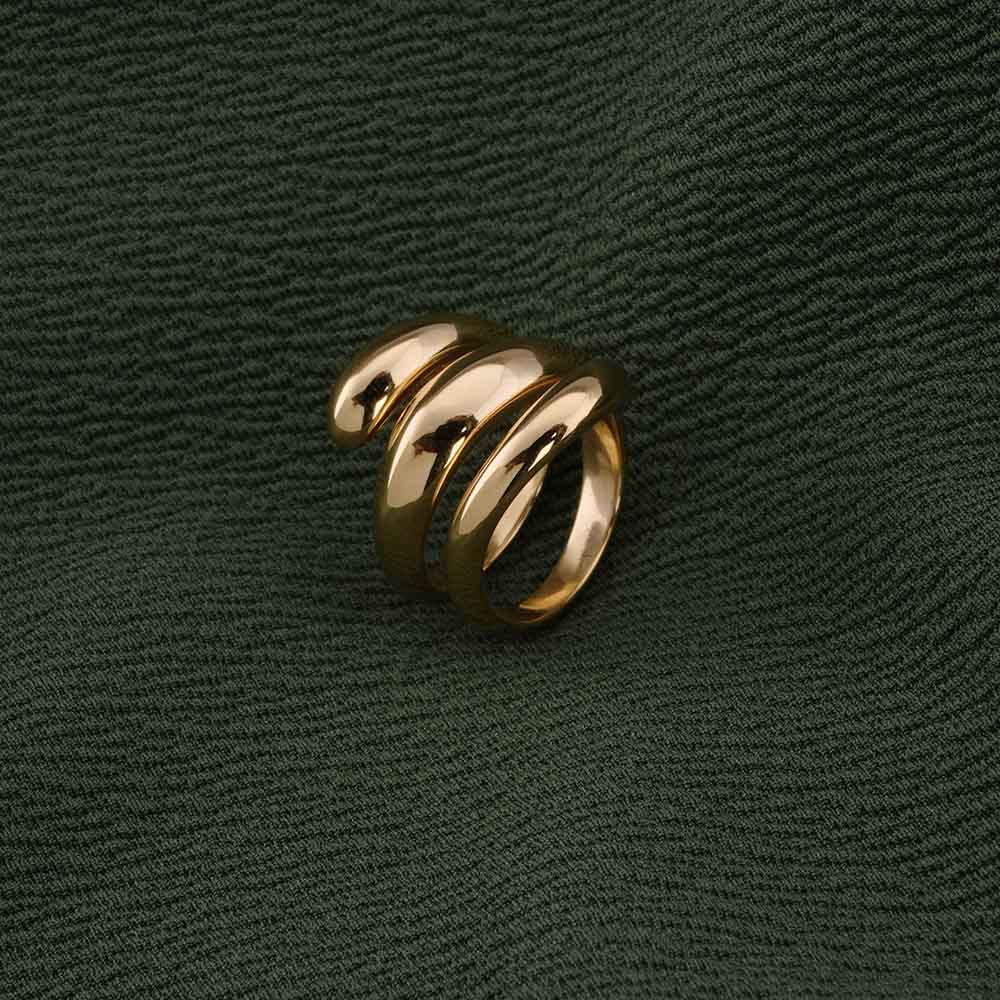 Spiral Three Layer Gold Ring