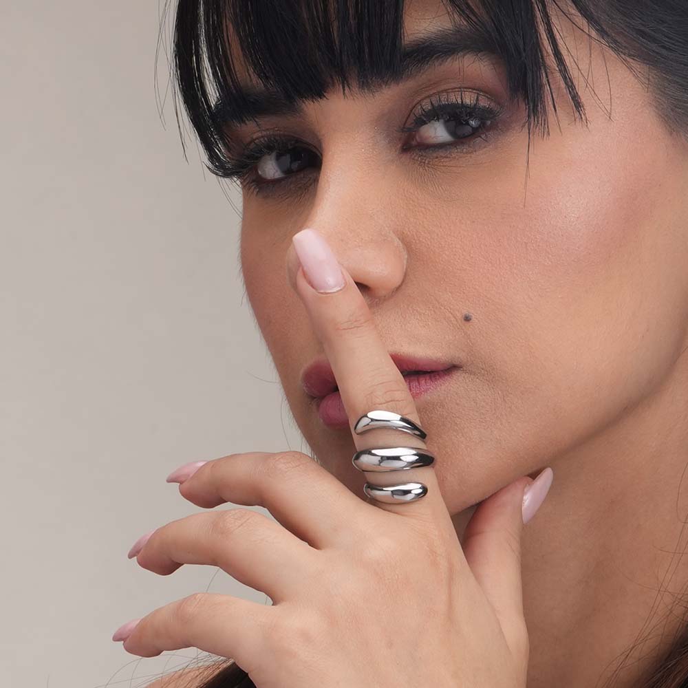 Spiral Three Layer Silver Ring