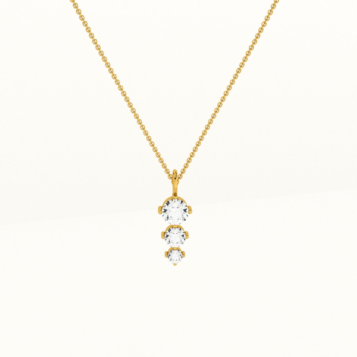 Diamond Trio Lab Grown Diamond ~ 14k Gold Pendant without Chain