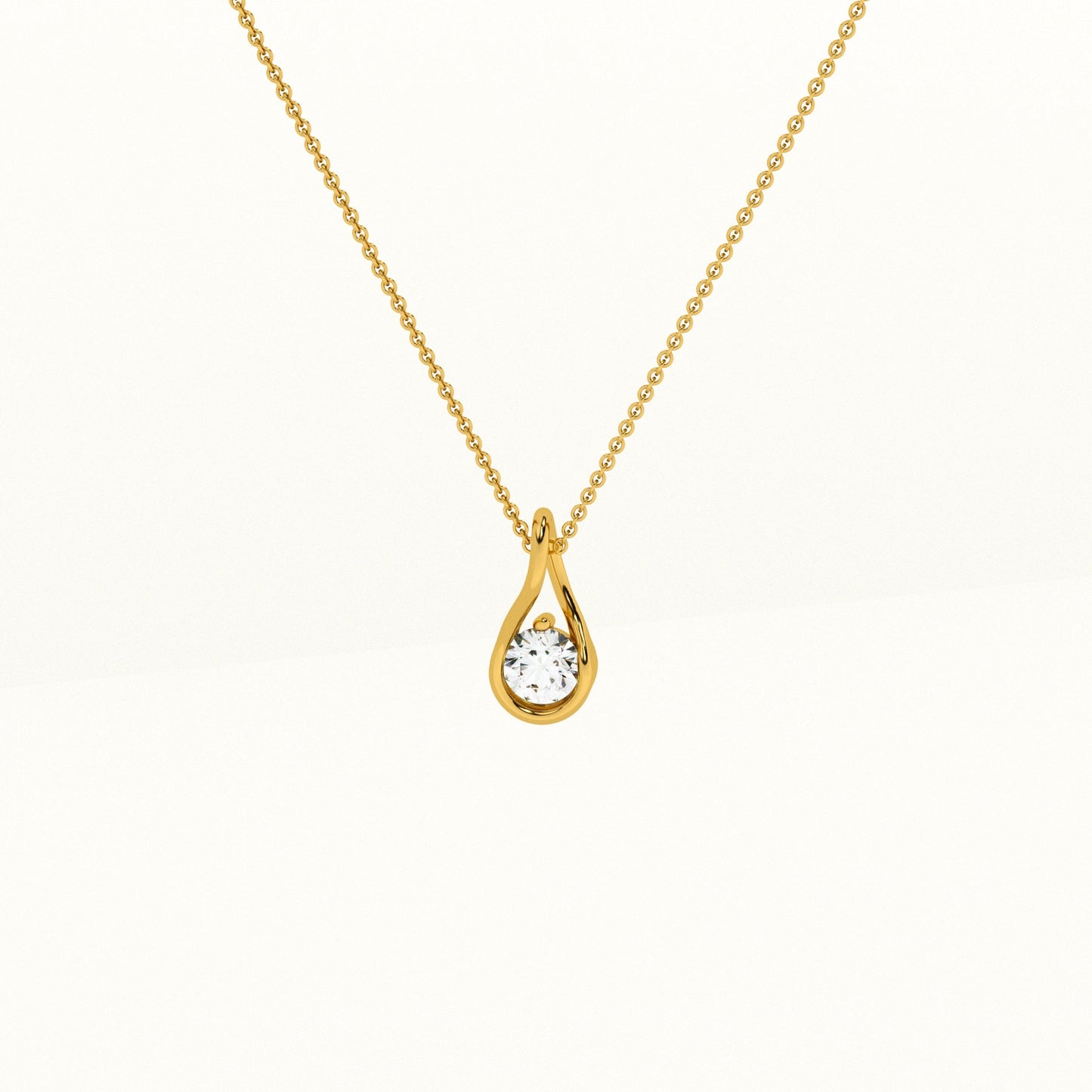 Drop Solitaire Lab Grown Diamond ~ 14K Gold Pendant without Chain