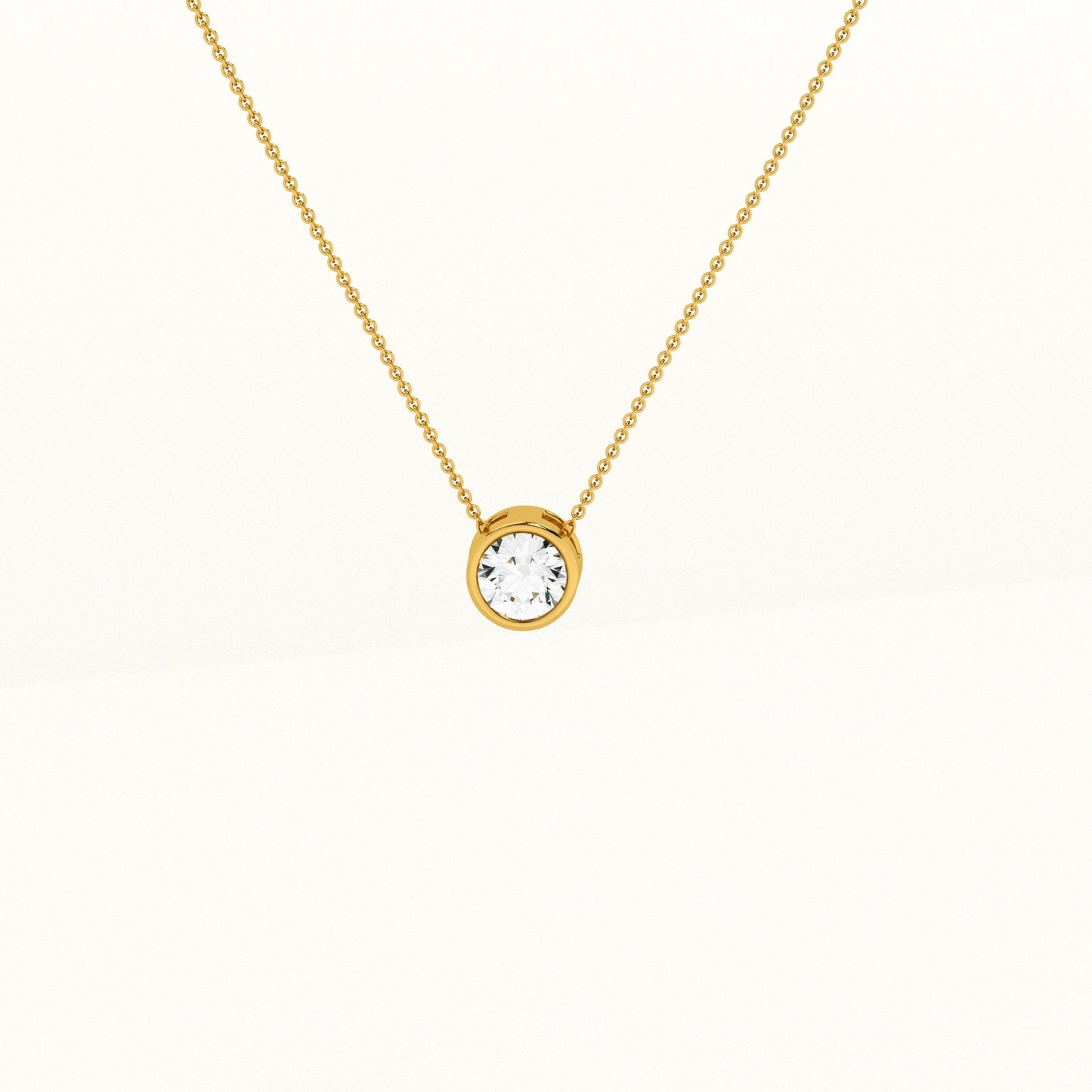 Bazel Lab Grown Diamond ~ 14K Gold Solitaire Pendant without Chain