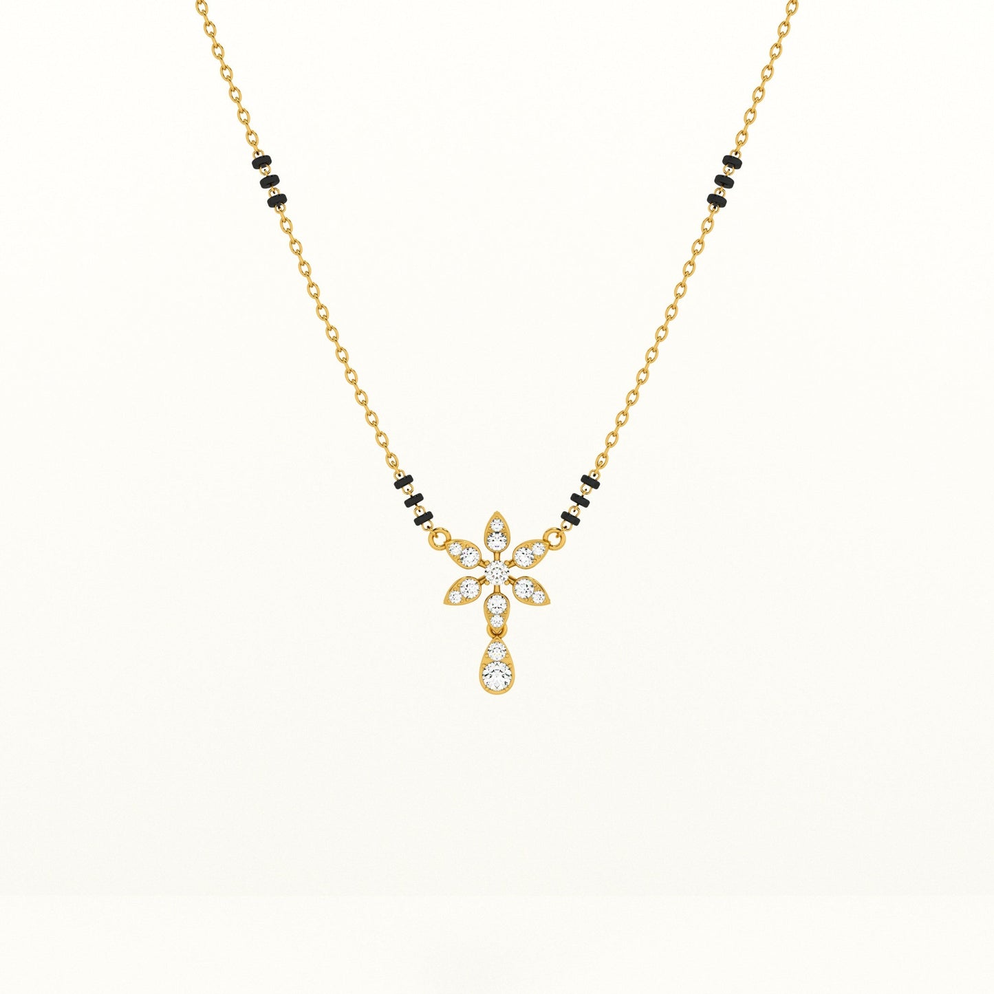 Floral Solitaire Pendant 925 Silver Mangalsutra