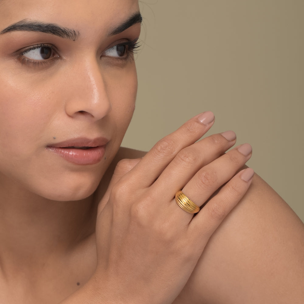 Textured Dome Curve Ring