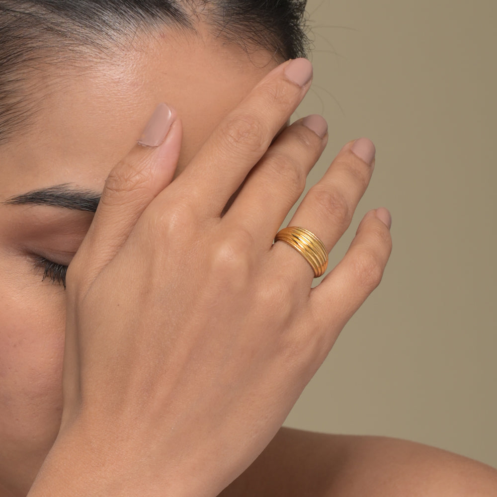 Textured Dome Curve Ring