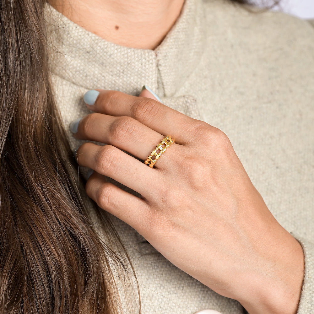 Oval Bean Beads Ring