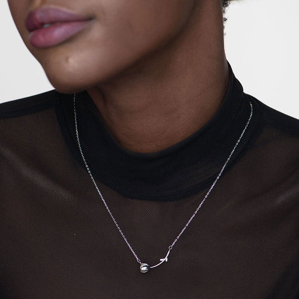 Tulip Pearl Necklace- 925 Silver