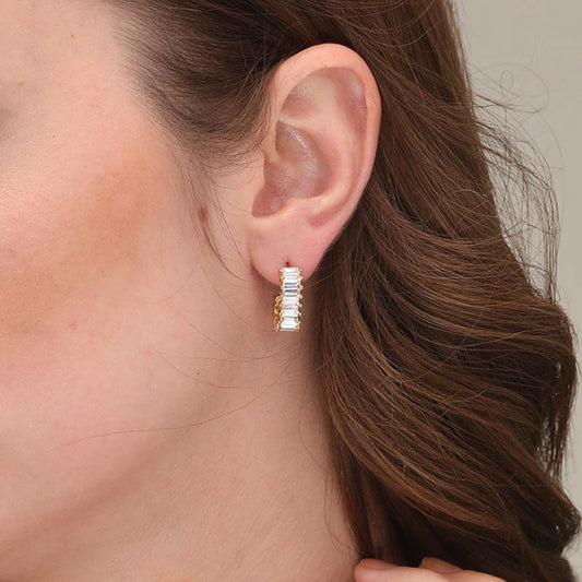 White Onyx Eternity Hoop Earrings