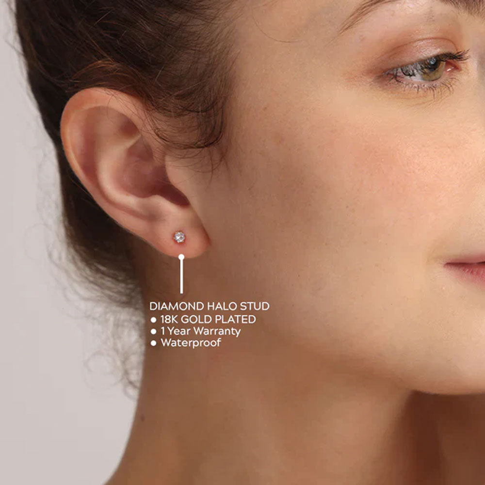 Diamond Halo Stud Earrings