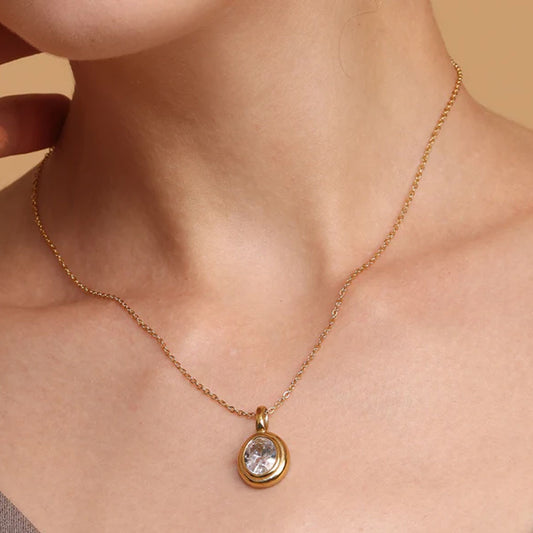 White Emerald Oval Pendant