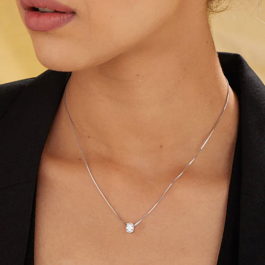 Oval Bezel Necklace- 925 Silver