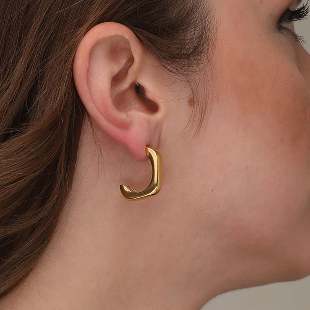 Small Half Square Hoop Earrings