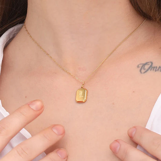 Engraved Rose Necklace