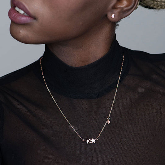 Stelle Twinkle Necklace- 18k Rose Gold Plated