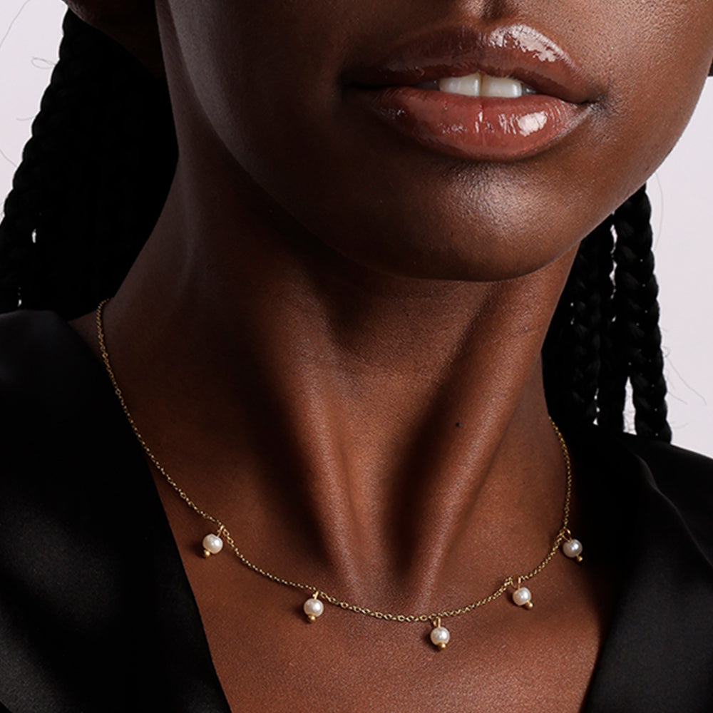 Multiple Tiny Pearl Charms Necklace