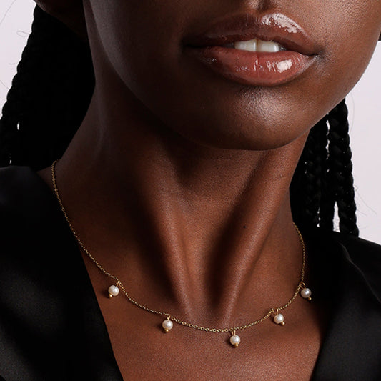 Multiple Tiny Pearl Charms Necklace