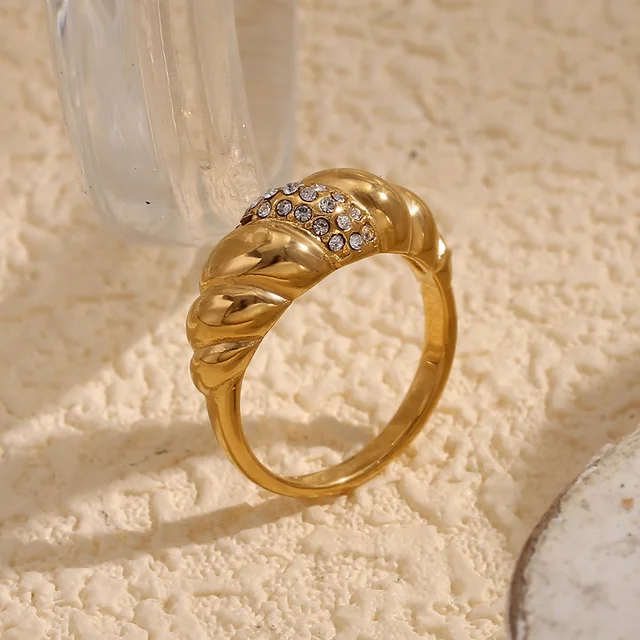 Zirconia Croissant Gold Ring