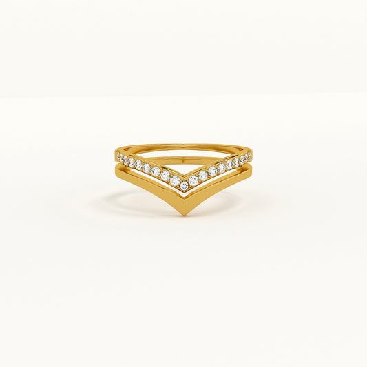 Stack Chevron Lab Grown Diamond + Gold Vermeil Ring