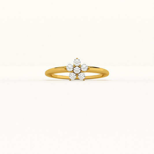 Daisy Floral Lab Grown Diamond + Gold Vermeil Ring