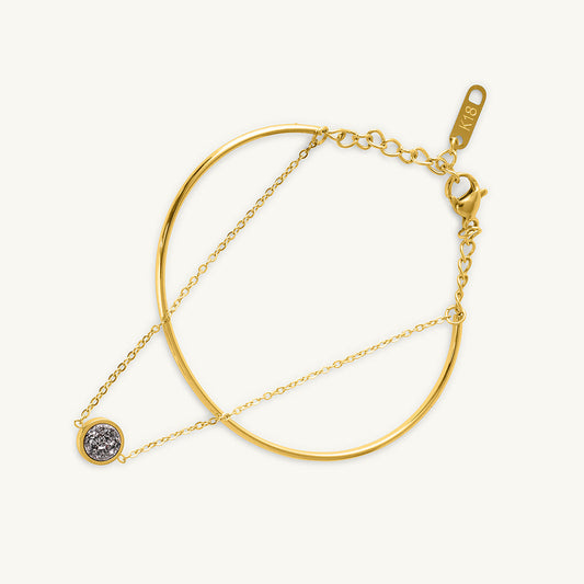 Double Layer Stone Cuff Bracelet