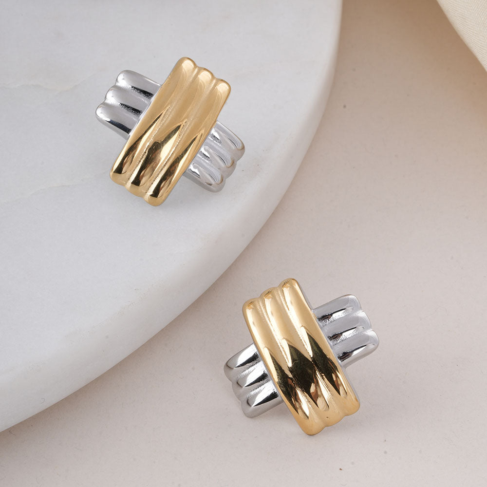 Gold & Silver Cross Earrings