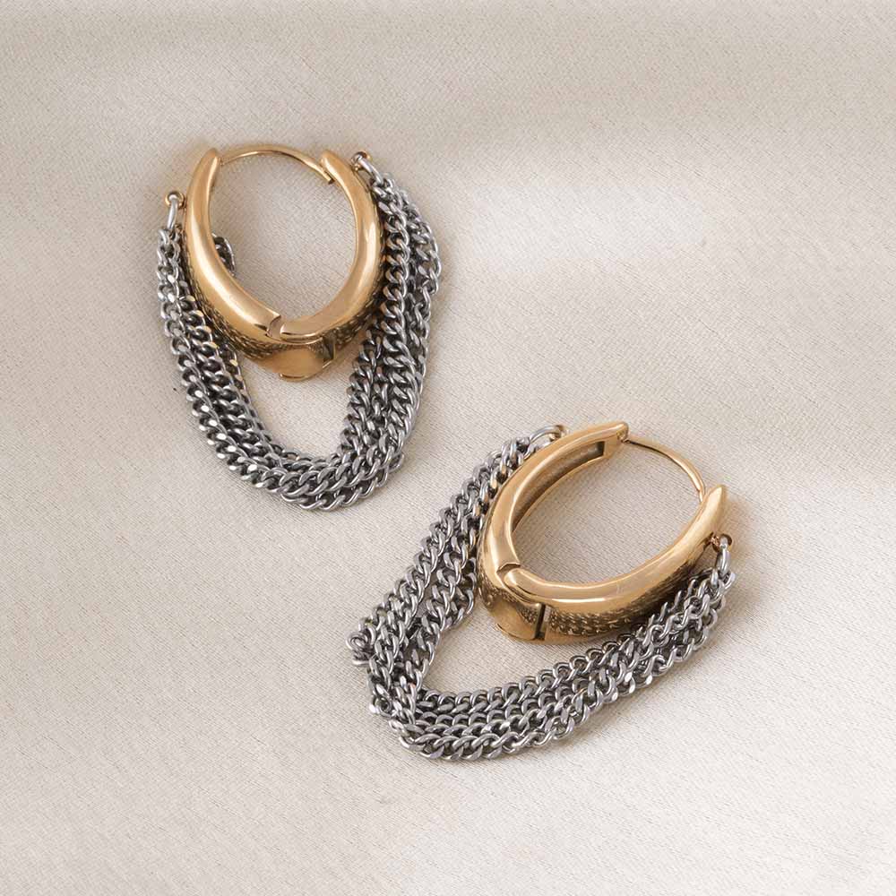 Gold & Silver Chain Hoop Earrings