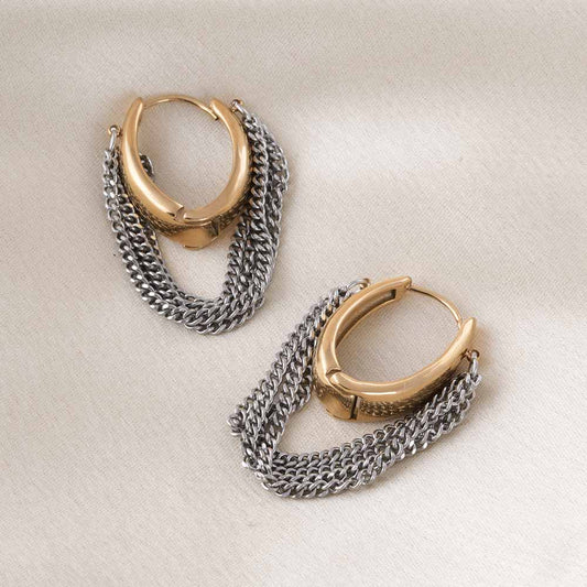 Gold & Silver Chain Hoop Earrings