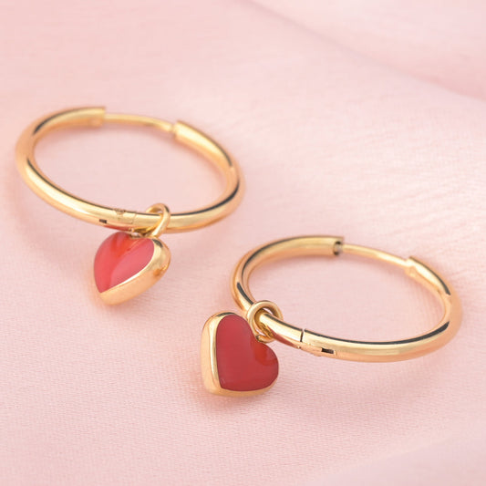 Red Heart Dangle Earrings
