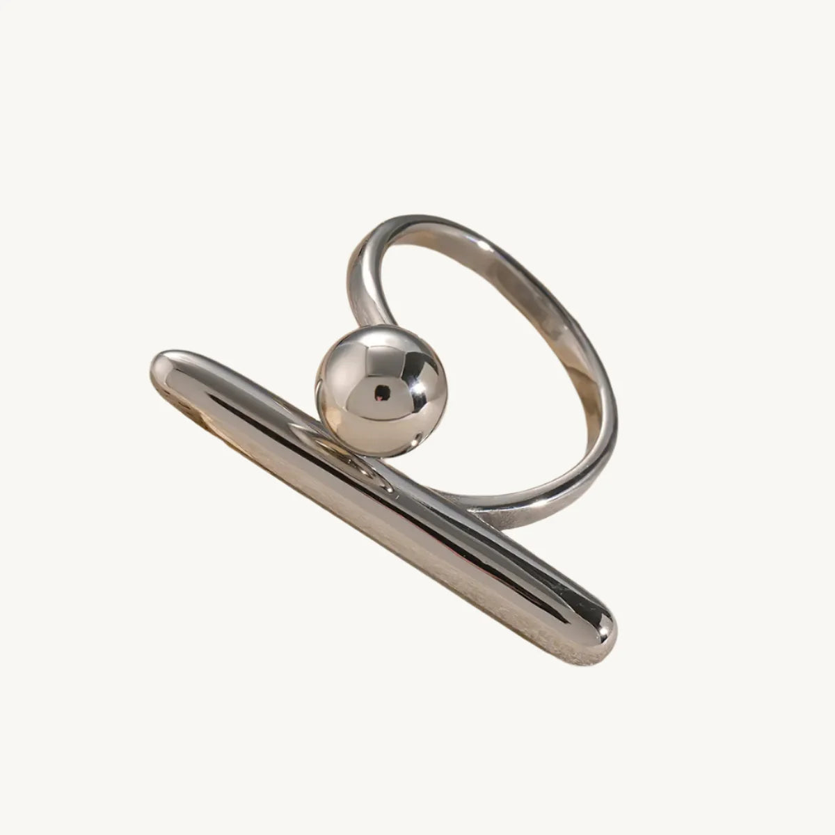 Silver Bar & Ball Adjustable Gold Ring