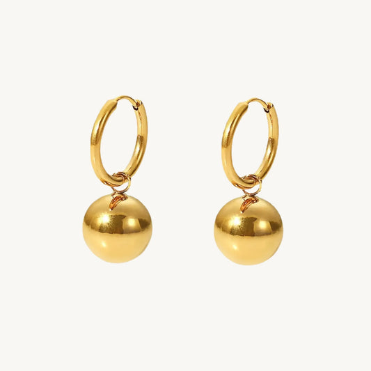 Gold Ball Hoop Earrings