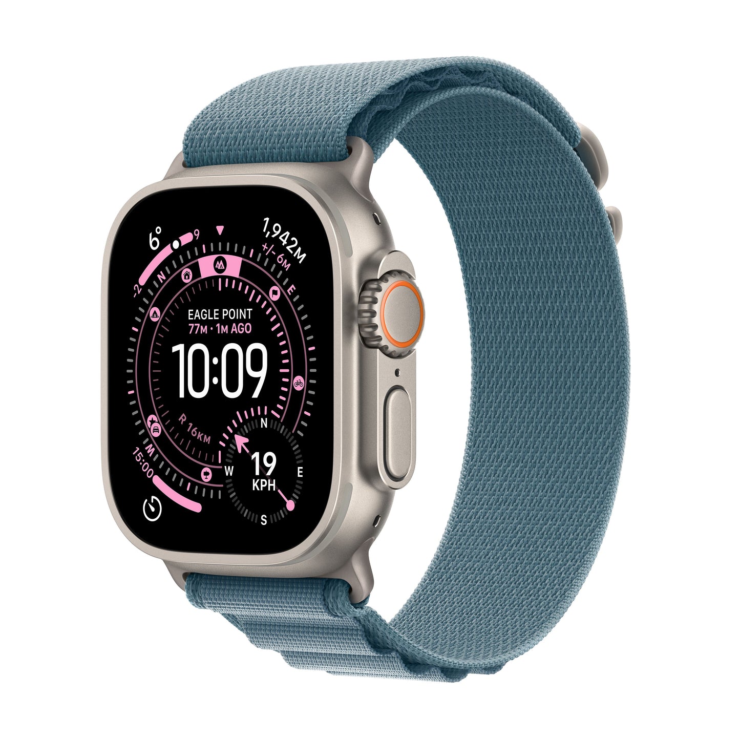 Apple Watch Ultra 3 GPS + Cellular 49mm Natural Titanium Case with Light Blue Alpine Loop - Large
