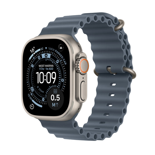 Apple Watch Ultra 3 GPS + Cellular 49mm Natural Titanium Case with Anchor Blue Ocean Band