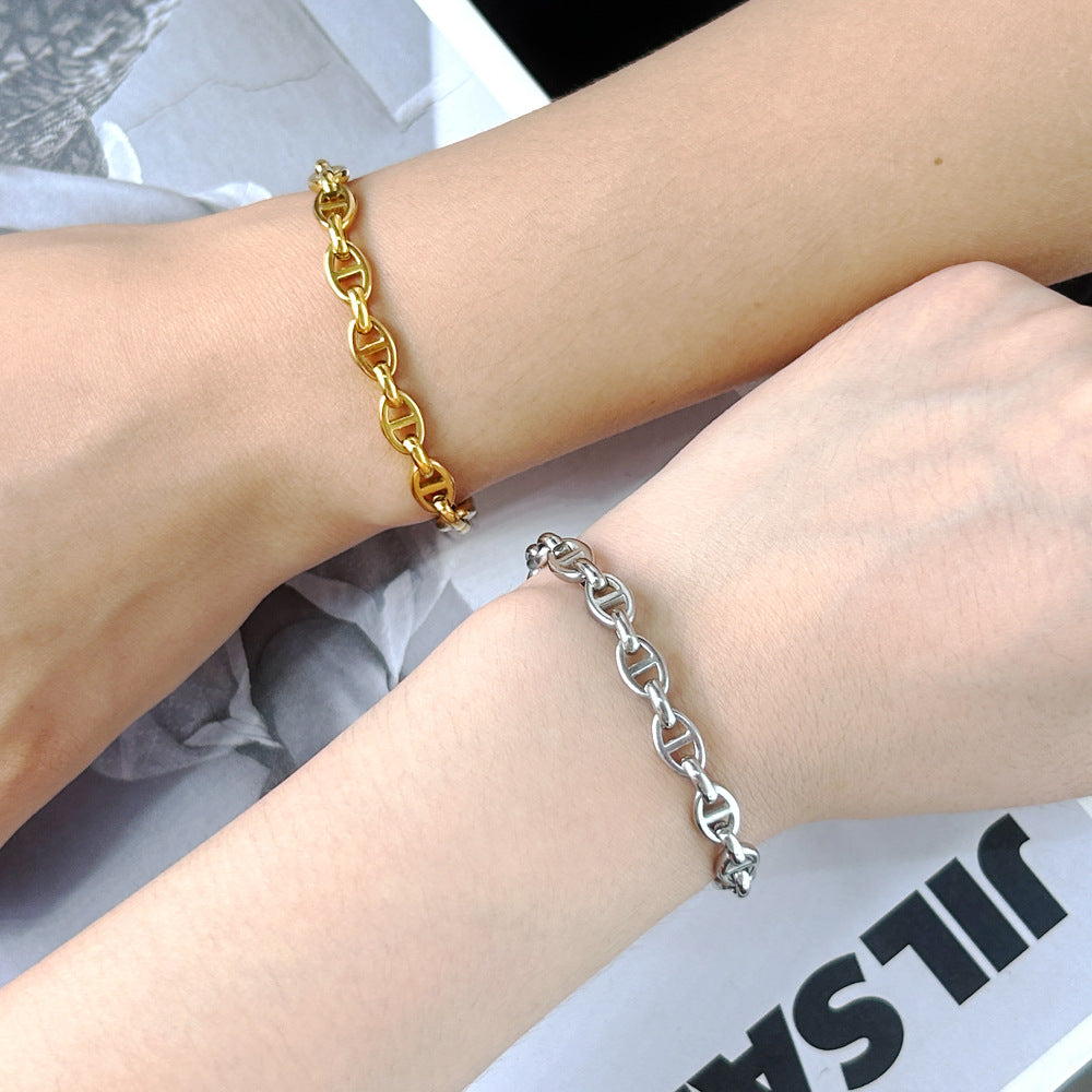 Silver D-Link Chain Bracelet