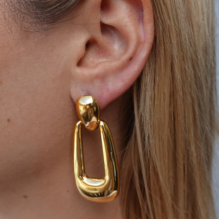 Rectangle Buckle Drop Earrings