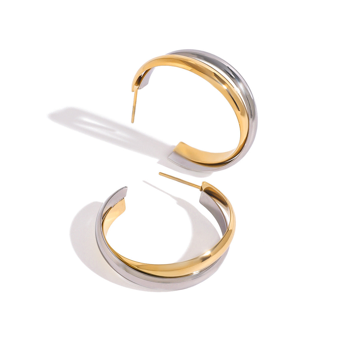 Double Layer C Hoop Earrings