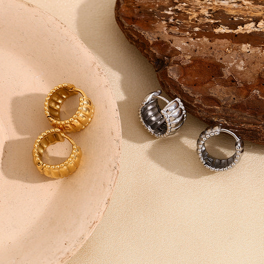 Chunky Hollow Silver  Hoop Earrings