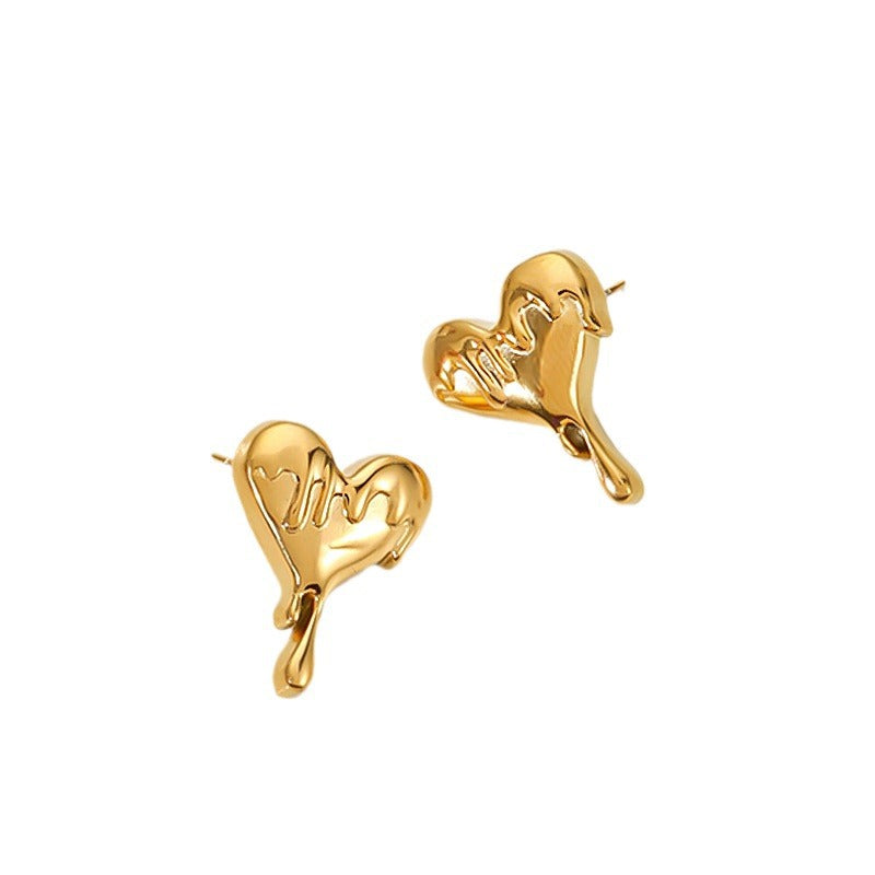Dripping Heart Stud Earrings
